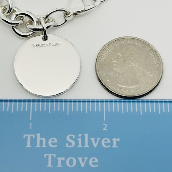 Tiffany Round Circle Tag Charm Bracelet with Engravable Blank Disc Engraving - Picture 6 of 7